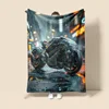 Car Illustration Blanket Warm Sofa Bed Blanket Bedroom Home Office Nap Cover Blanket Machine Washable Home Decoration 3
