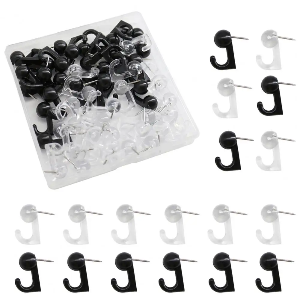 

Push Pin with Storage Box Versatile Office Home Supplies 50pcs Push Pin with Hook Plastic Box for Cork Bulletin Board Whiteboard