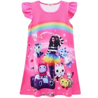 Gabbilé-Robe de nuit à manches volantes pour enfants, vêtements de nuit de dessin animé pour enfants, robe pyjama d'été pour filles, costume de maison de courses, plus récent 6