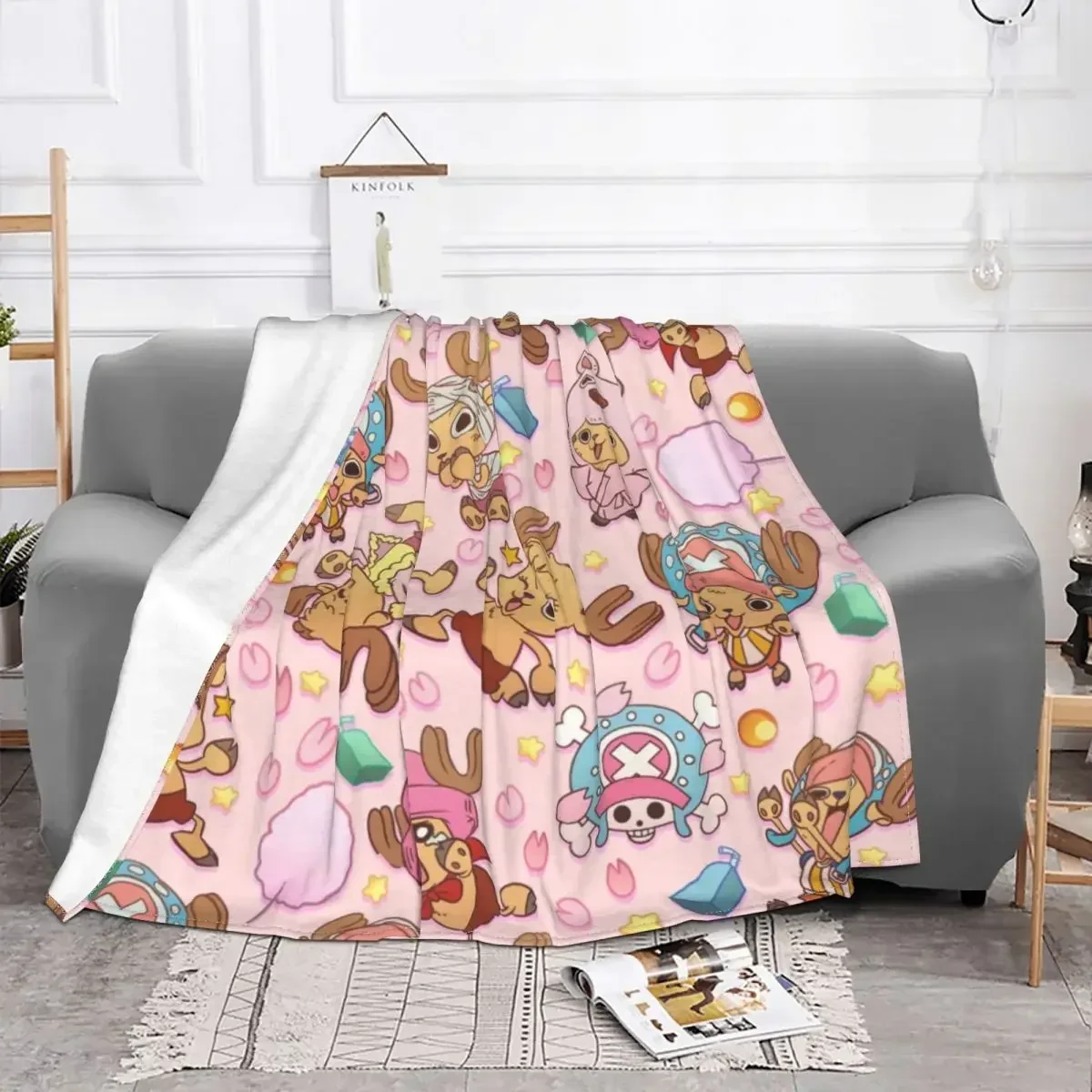 One-Piece Tony Tony Chopper Blanket Coral Fleece Plush Summer Pirate Anime Multifunction Super Warm Throw Blankets for Home 3
