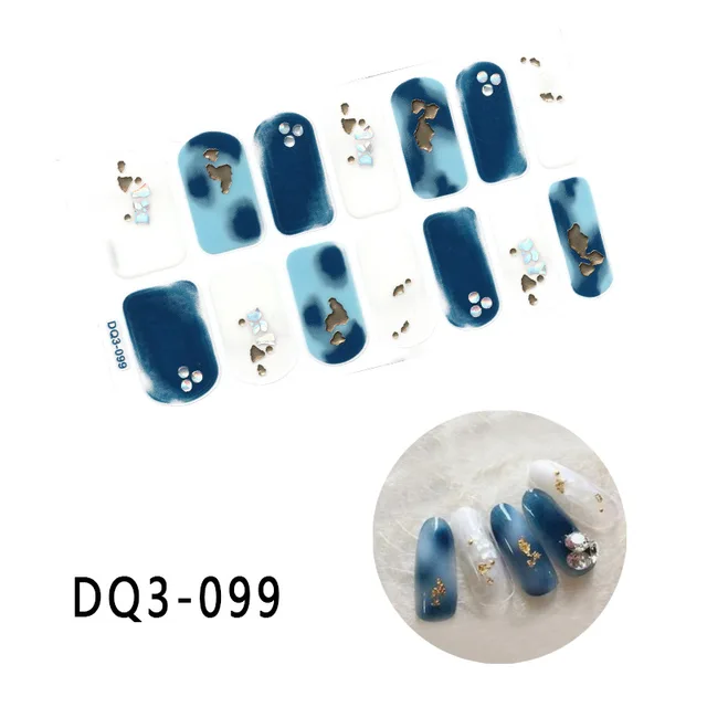 Korean Fashion Colorful 3D Glitter Sequins Nail Art Stickers Manicure DIY Nail Strips Wraps Solid Color DQ3-099