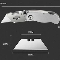 Metal Stainless Steel Folding Box Cutter Knife Self-Locking Design Sharp unboxing knife couteau pliant Art Supplies Stationery 5