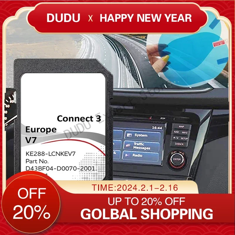 Il Più Nuovo Connect 3 V7 Lcn X-Trail Car Per Nissan Sat Nav Map Version Data Con Adesivi Reaview Antiappannamento