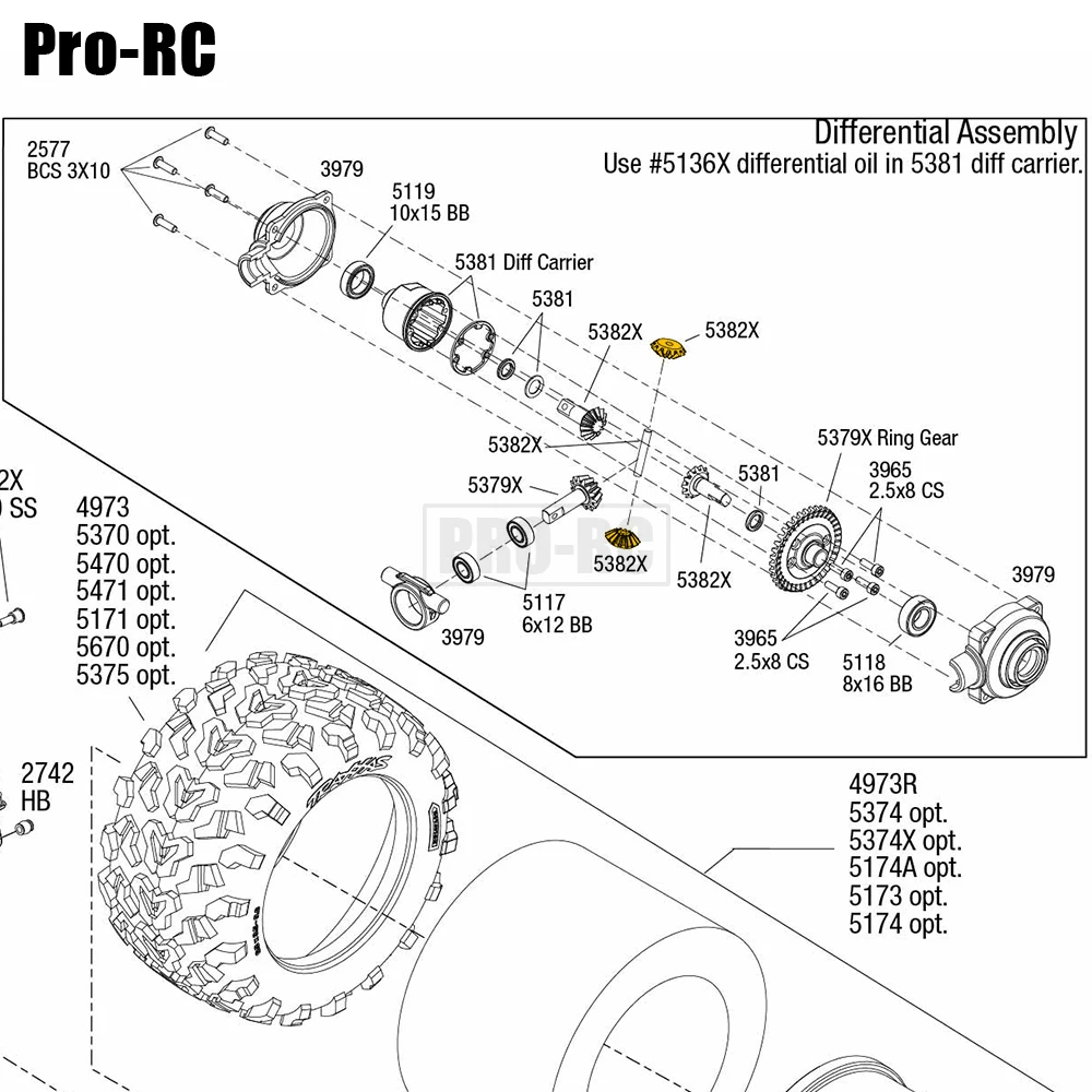 4Pcs 5382X 2.0MM 13T Harden Steel Differential Spider Gears Set for RC