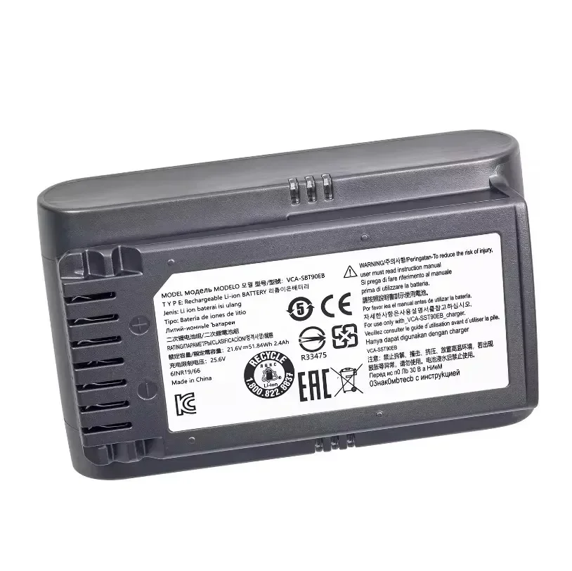 Cordless Stick Vacuum VCA-SBT90/XAA SBTA60 Battery,for Samsung Vacuum Cleaner Jet90/Jet 75 Pet/Jet 75 21.6V5.0Ah Li-ion Battery