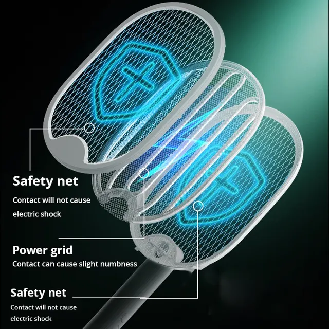 Új Szúnyoggyilkos Lámpa Usb Újratölthető Elektromos Összecsukható Ütő Légy Swatter 3000 V -Os Riasztó - Image 5