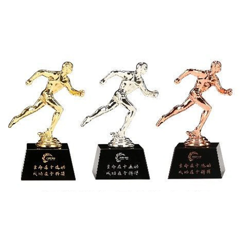 Metal Alloy Competition Trophy Creative Base Crystal Custom Gift, Running Cycling Ball Taekwondo Golf Table Tennis Souvenir, 1Pc