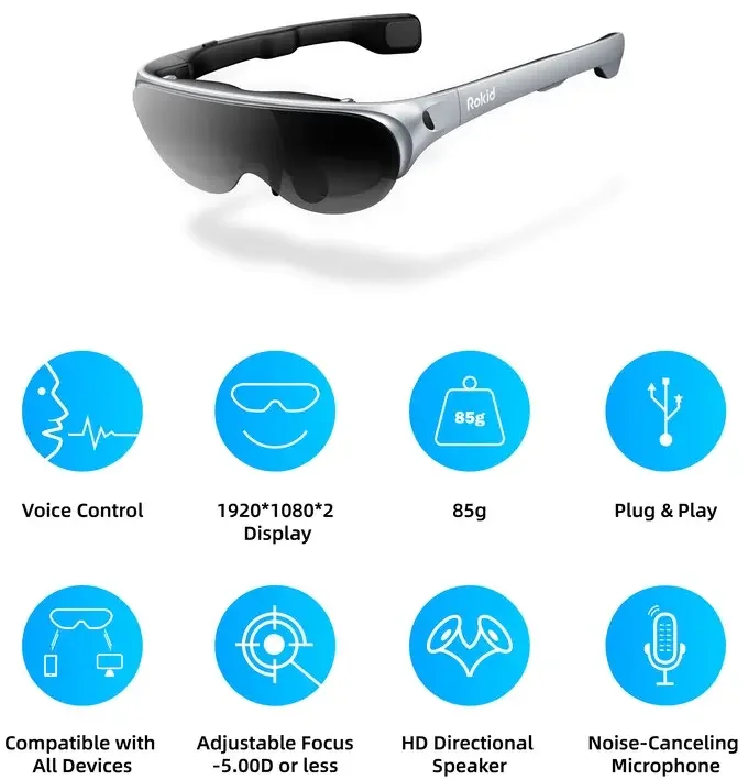 Rokid Air AR Glasses All In One Vr Headset Metaverse 4K Private Label Glasses 3D Vr Headset 4K