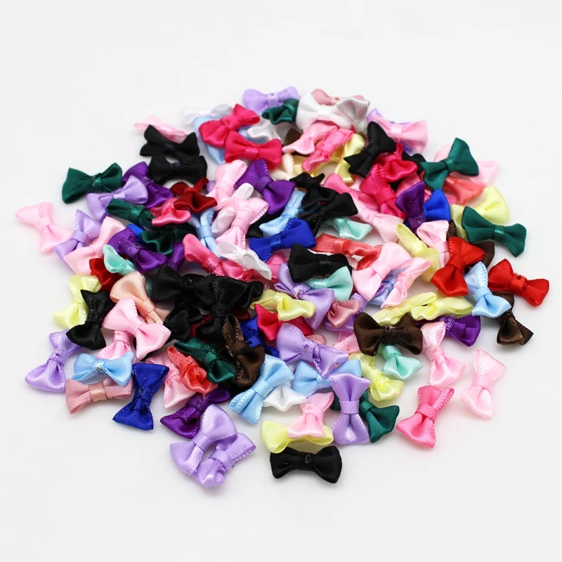 Ribbon Bow Decoration 50/100pcs 10mm-20mm Small Satin Ribbon Bows Flower Appliques sew Craft Wedding Party Sewing DIY Decorations