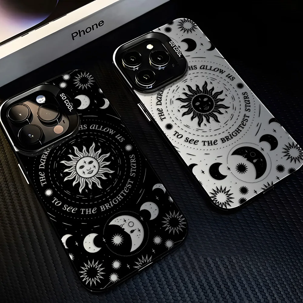 Luxury Retro Moon Sun God Matte Phone Case Cover