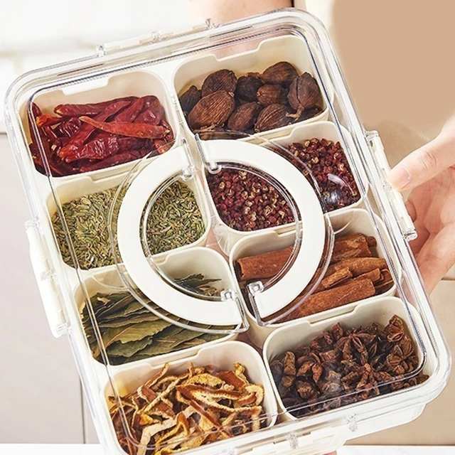 Kitchen Spice Condiment Storage Container For Candy, Fruits, Nuts Salt  Pepper Spice Compartment Organizer Box Tray With Lids - AliExpress