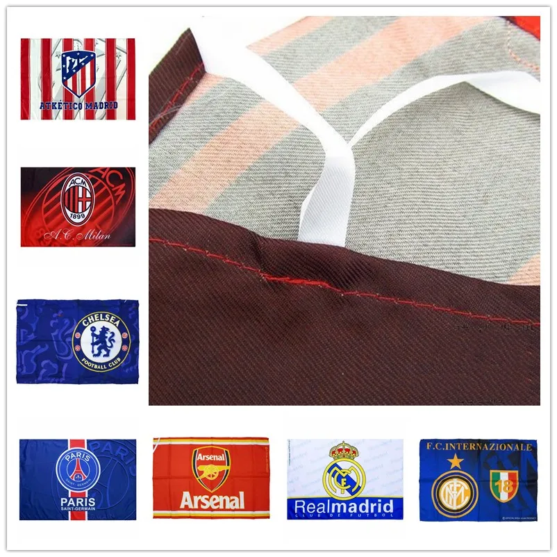Fan Club Bar Decorazione Bandiera Logo Della Squadra Adesivi Murali Juventus Inter Milano Arsenal Real Madrid Football Flag Wall Sticker 96X65Cm