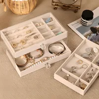 Velvet Acrylic Jewelry Organizer With 3 Drawers Stackable Display Storage Earrings Necklace Bracelets Box Holder Case For Women 1