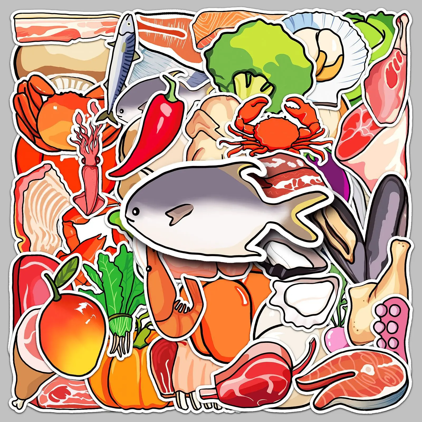 

100 original fresh children's stickers, cartoon food graffiti, hand account, phone case, suitcase, Guka decoration, waterproof