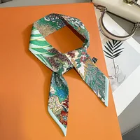 Retro Zebra Floral Print Skinny Silk Ribbon Scarfs Women Hairband Soft Satin Neckerchief Female Bag Ribbons Foulard Neck Ties 1