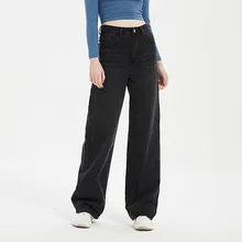 

Jeans Woman Black High Waist Baggy 2022 Spring Fashion Straight Leg Trousers Y2k Streetwear Casual Denim Pants Botique Clothes