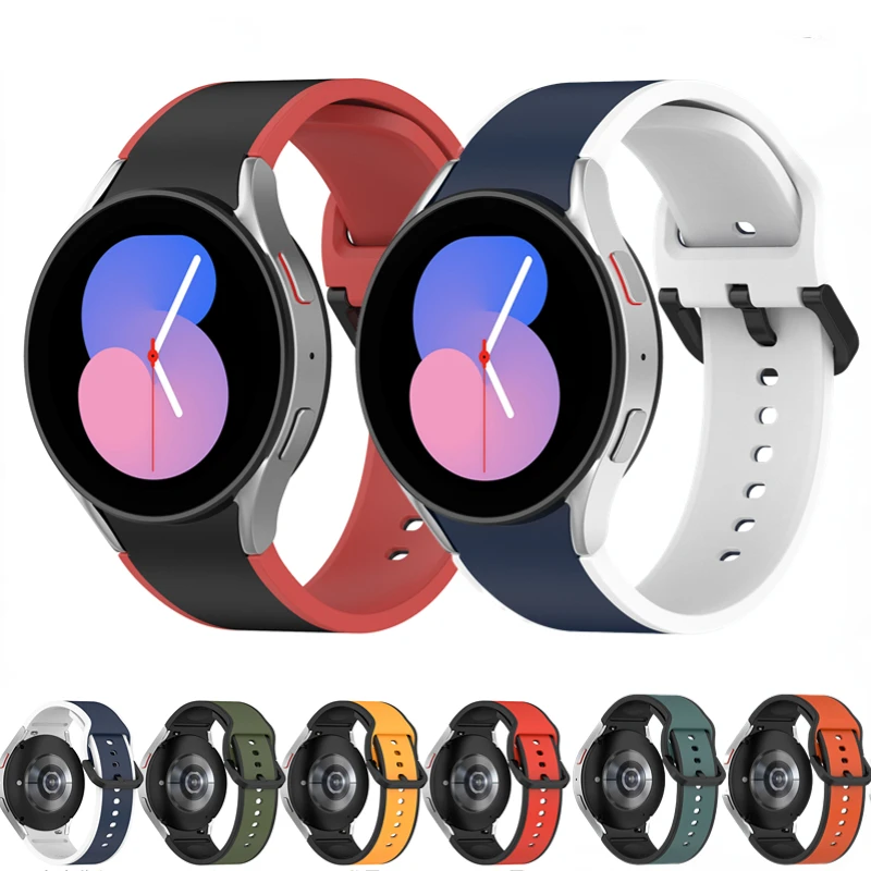 

Ремешок силиконовый для Samsung Galaxy watch 4 5 40 мм 44 мм 4 Classic 42 мм 46 мм, сменный спортивный браслет для часов 5 Pro 45 мм
