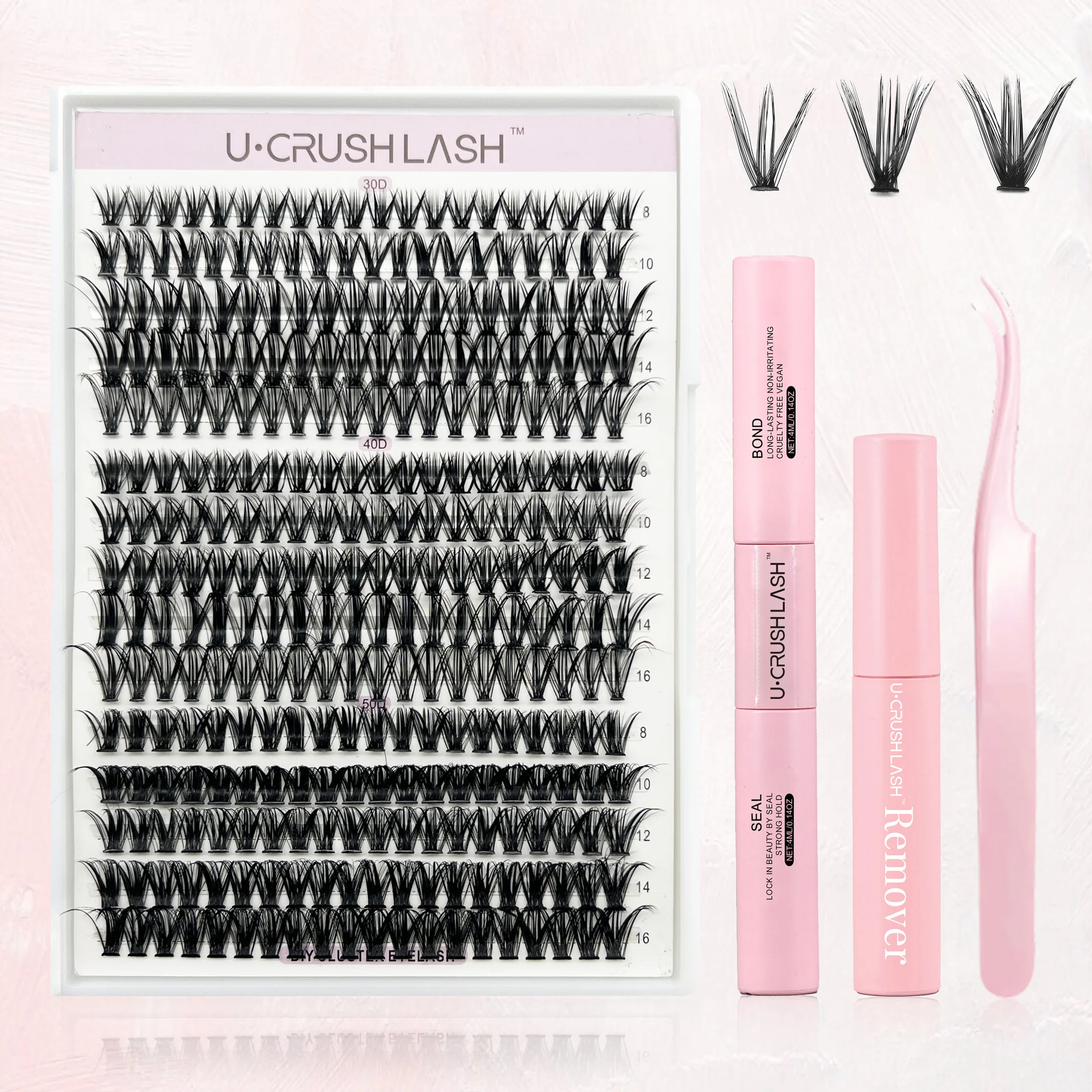 Eyelashes 280 PCS Clusters Lash Bond and Seal Makeup tools DIY Lashes Extension kit for gluing  Lashes Gluing Glue  Accessories