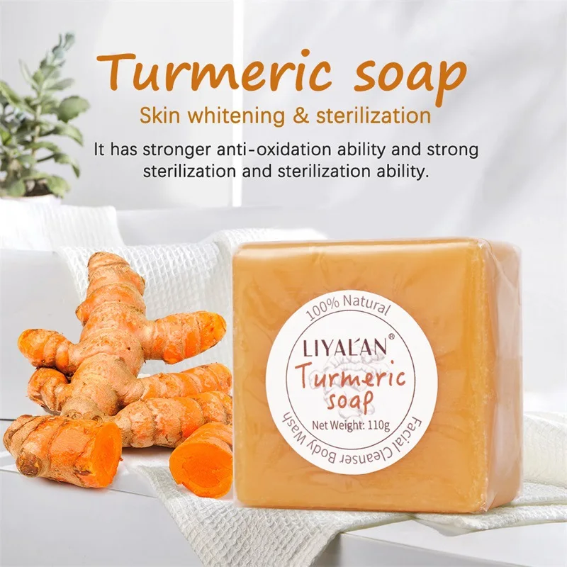 Turmeric Soap Face Cleansing Anti Acne Skin Brighten Remove Pimples