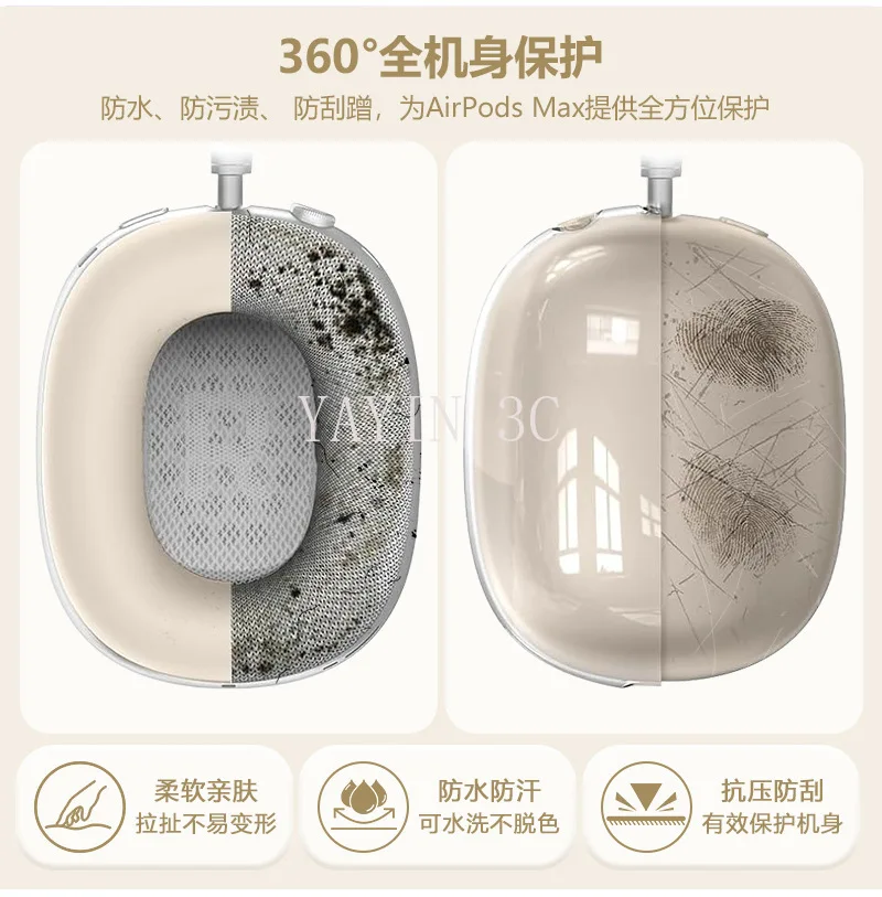 Clear Silicone & TPU Shockproof Headset Protector with Ear Cushion Cover