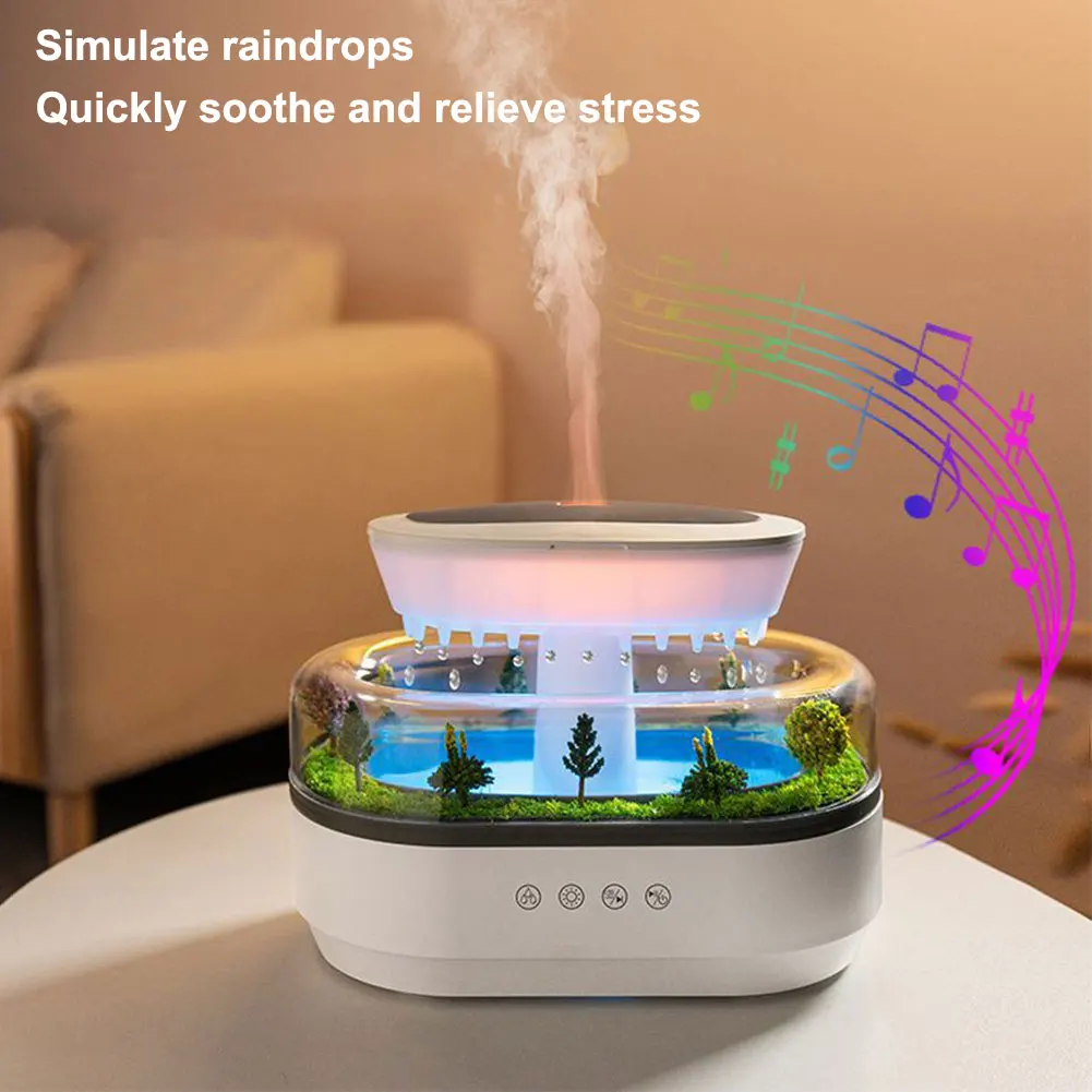 Rain Cloud Aroma Diffuser Small Air Humidifiers Water Drip Micro Landscape Essential Oils Ultrasonic Diffuser With 7 Night Light