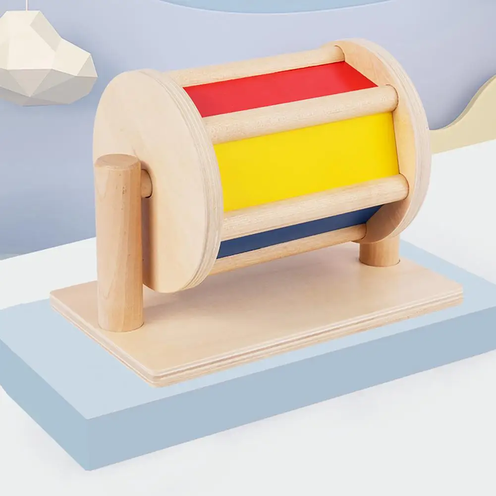 Wooden Spinning Wheel Baby Toy Rainbow Drum Parent-children Interaction Spinning Drum Educational Toy Rainbow