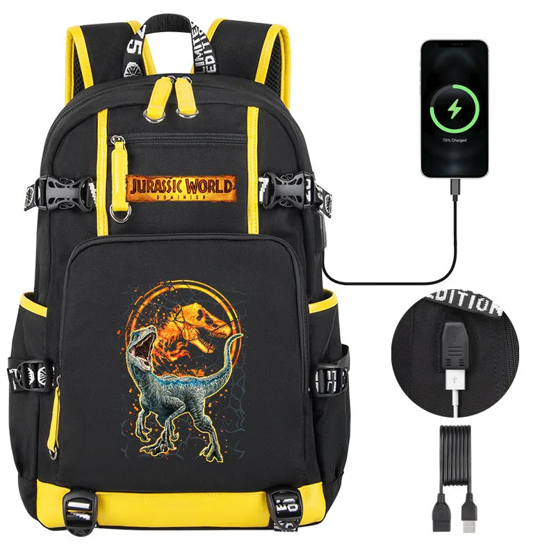 

Детский рюкзак «Jurassic World Two Blue Raptor Magma», школьный ранец для мальчиков и девочек с USB-разъемом, Вместительная дорожная сумка