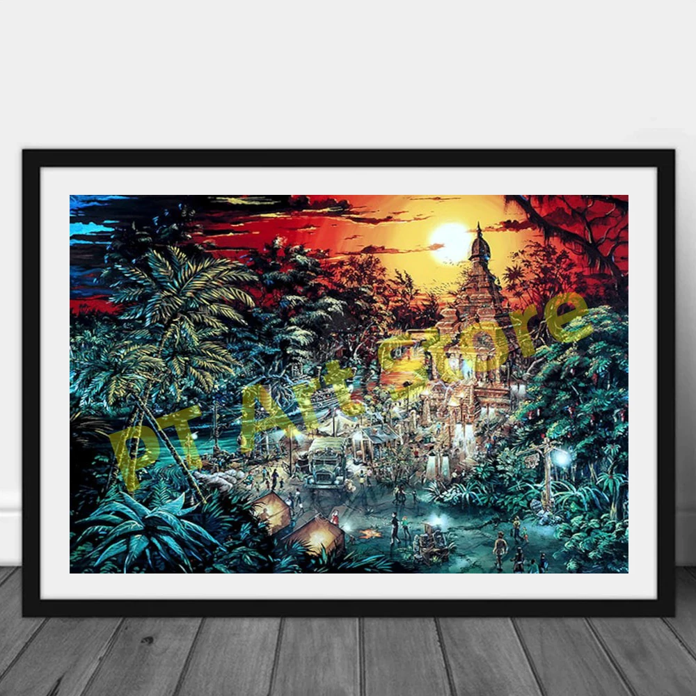 Disney Indiana Jones Adventure Concept Art Poster Anime Temple Of The Unded Eye Adventureland Canvas Painting Wall Art