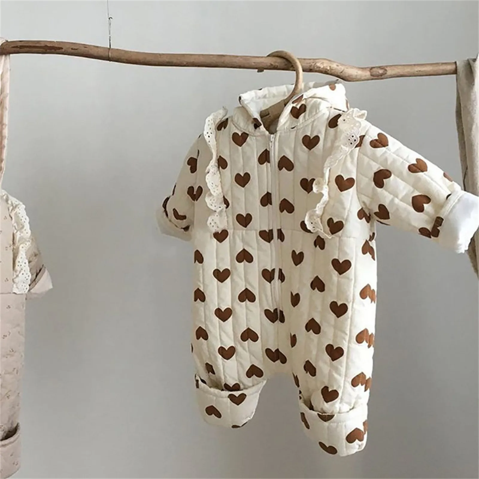 Newborn Infant Baby Girls Winter Warm Thick Plaid Cotton Long Sleeve Padded Romper Jumpsuit Clothes Coat Toddler Girls Coats