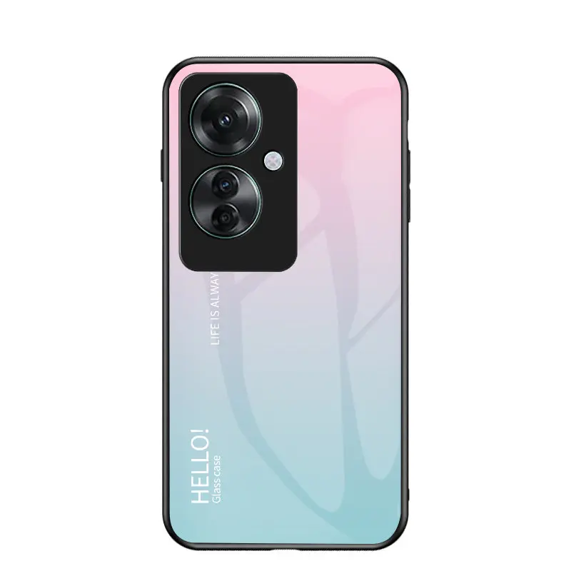 Gradient Tempered Glass Shockproof Hard Back Phone Case