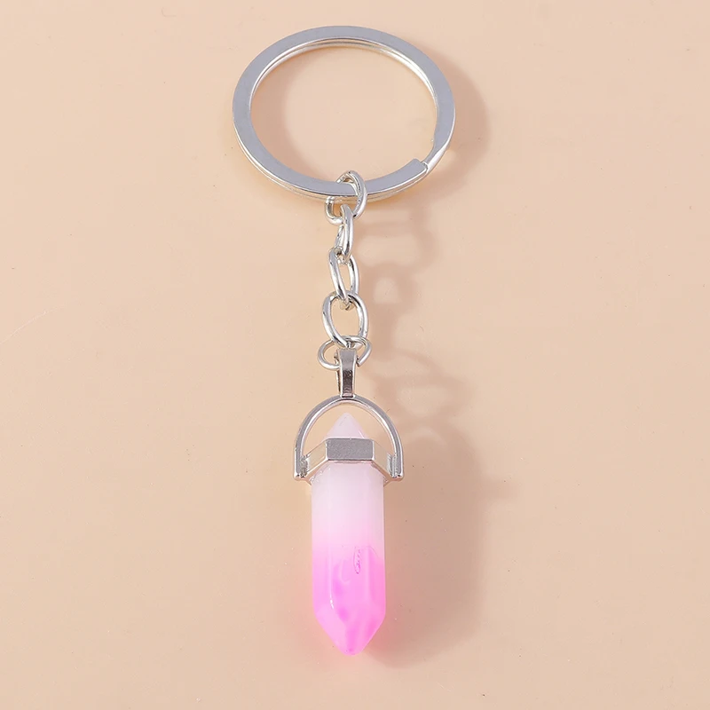 Ethnische natürliche sechseckige Colum Edelstein Sonne Schlüssel bund Quarz Schlüssel ring Anhänger für Auto Schlüssel Handtasche Dekor Charme Schmuck Zubehör – Detail 19