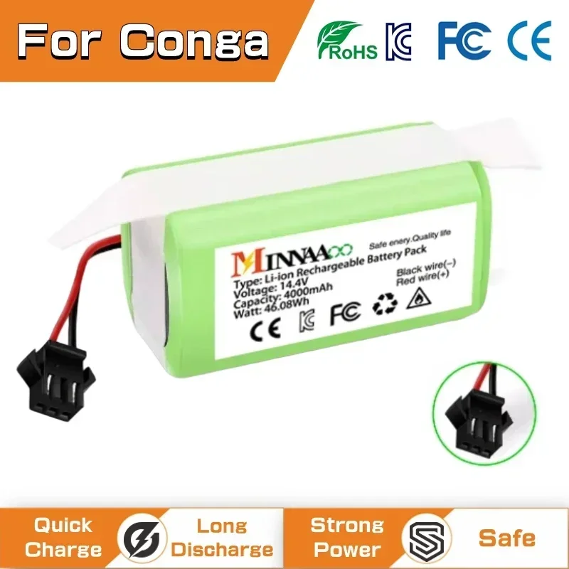 

for Conga Excellence 950 990 1090 1790 1990 Deebot N79S N79 DN622 Eufy Robovac 11S 12 X500 Replacement 14.4V Li-ion Battery