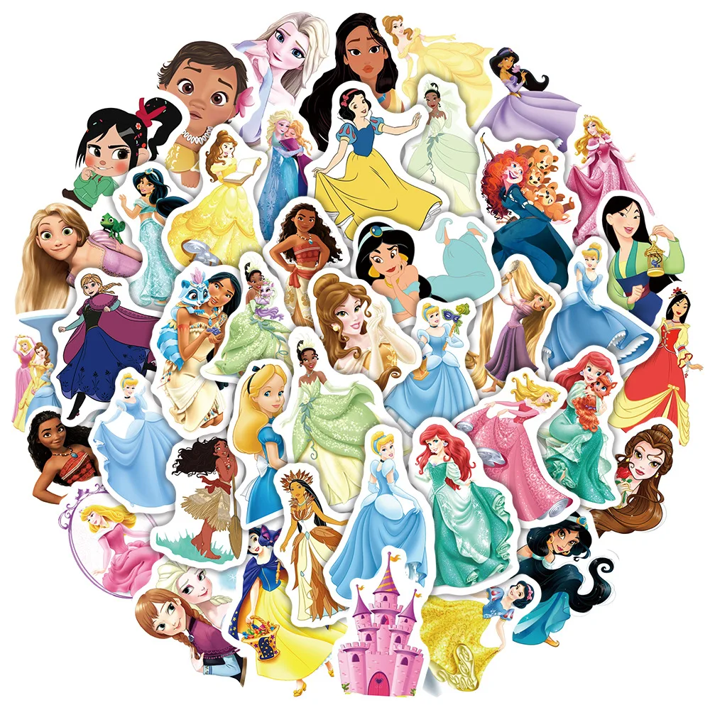 

10/50/100pcs Mix Disney Cartoon Stickers Kids Princess Scrapbook Suitcase Skateboard Laptop Luggage Waterproof Stickers Gift Toy