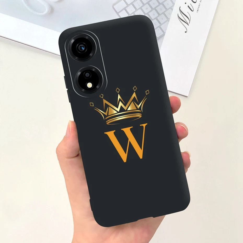 Fashion Crown Sakura Initial Letter Phone Bumper - Soft Silicon Back Cover
