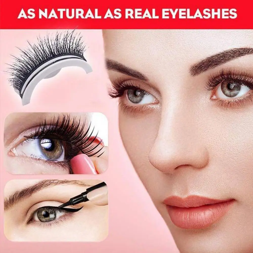 

1 Pair False Eyelash Thick 3D Effect Term Natural Multiple Reversible Glue Free False Reusable Self-Adhesive Eyelashes for Girl