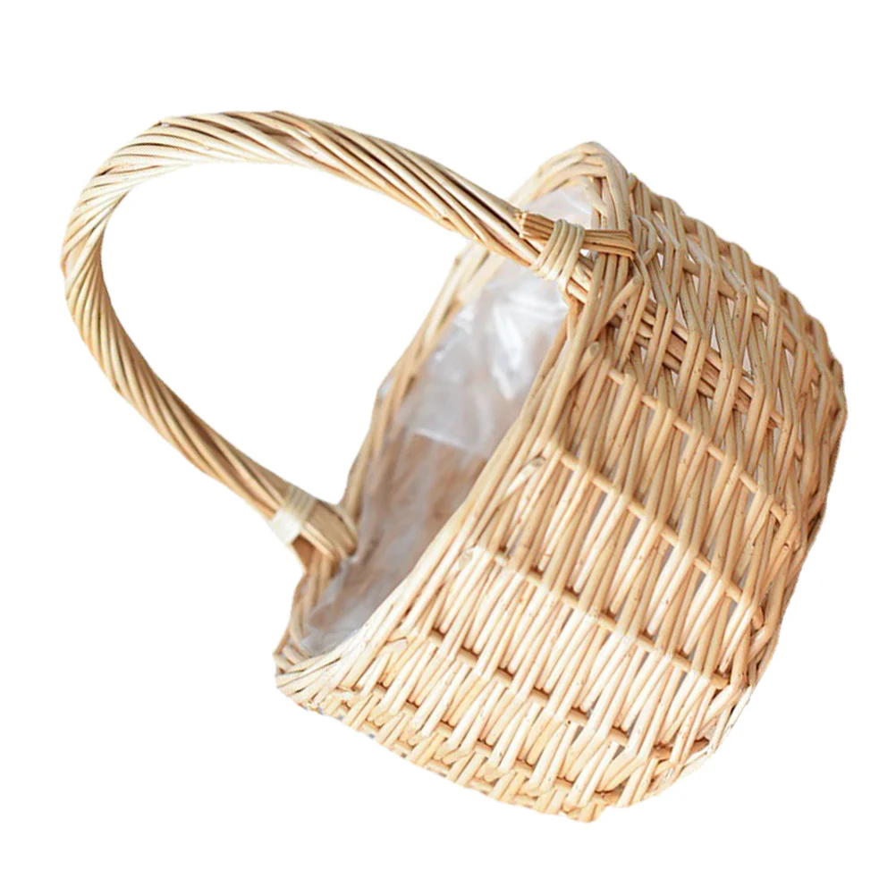 

Wicker Hand Basket Flower Girl Mushroom Vintage Wedding Decor Cookie Containers for Gift Giving Household