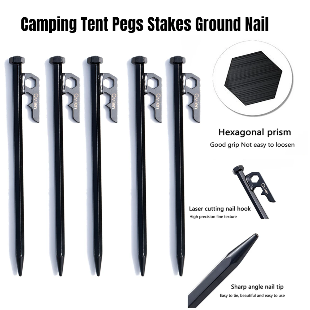 Qvien Camping Tent Pegs Stakes Ground Nail for Outdoor Hiking Fishing