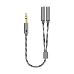 Dual 3.5mm Audio Splitter Cable for Headphones and Microphones (Gray)