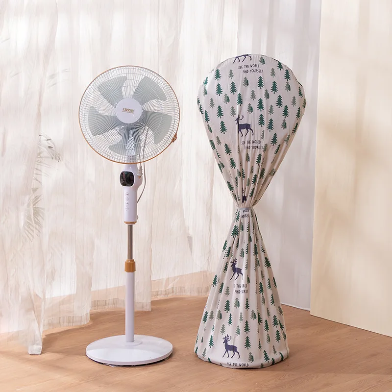 Household Cotton Linen Electric Fan Cover Dust Cover For Floor Type Printed Dustproof Protection Finger Protector ZH396