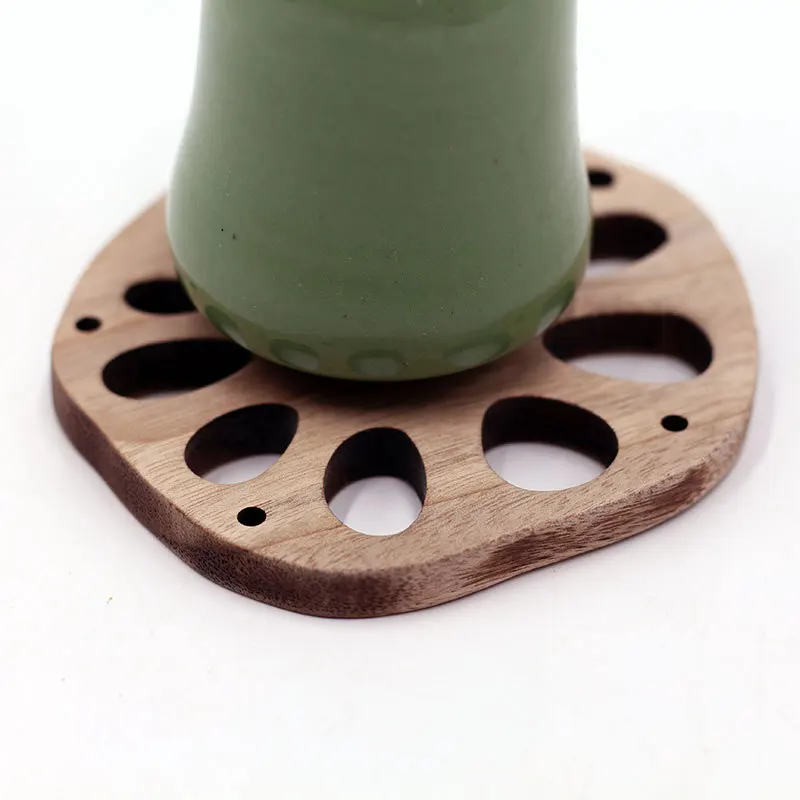 100 Teile/los Ebenholz Sandelholz Tischset Kreative Lotus Wurzel Scheibe Untersetzer Isolierung Pad Kung Fu Tee Untersetzer Hause Küche Tischset – Detail 6