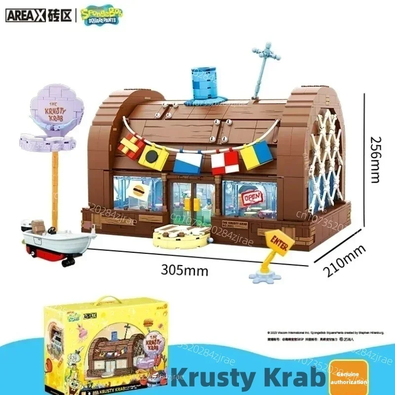 Spongebob building block cartoon Krusty Krab creative restaurant scene model Patrick Star assembly toy children's birthday gift 2
