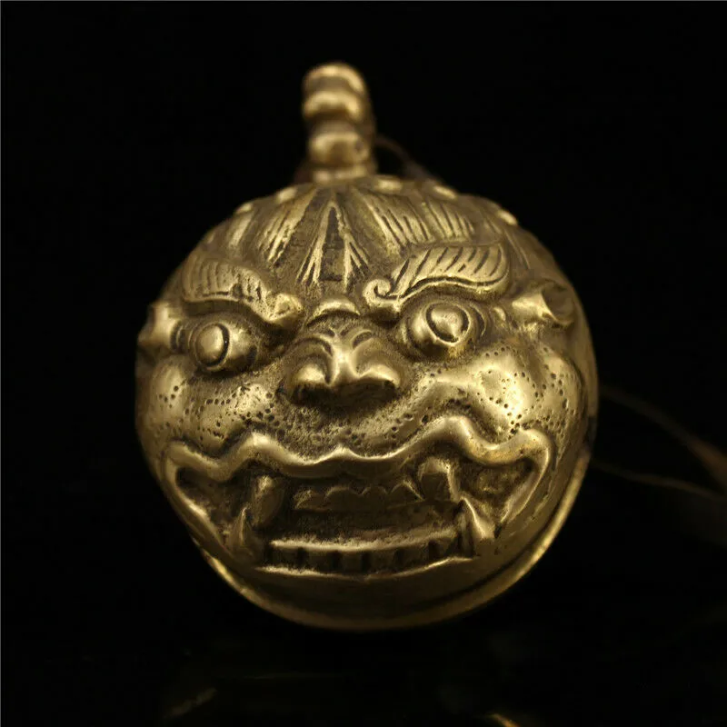 

2.36" Collection Chinese Brass Handmade Tiger Small Bell Pendants Statue
