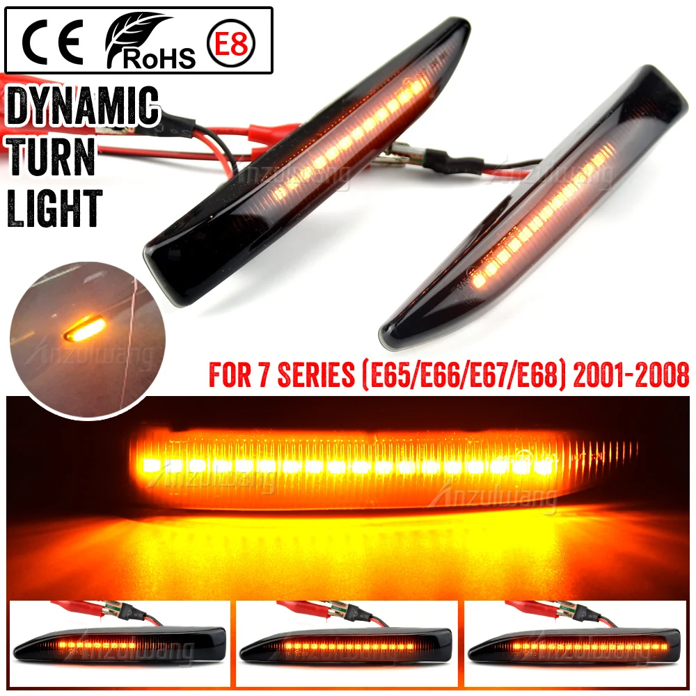 

1Pair For BMW 7 Series E65 E66 E67 E68 2001 2002 2003 2004 2005 2006 2007 2008 LED Dynamic Turn Signal Light Side Marker Lamp