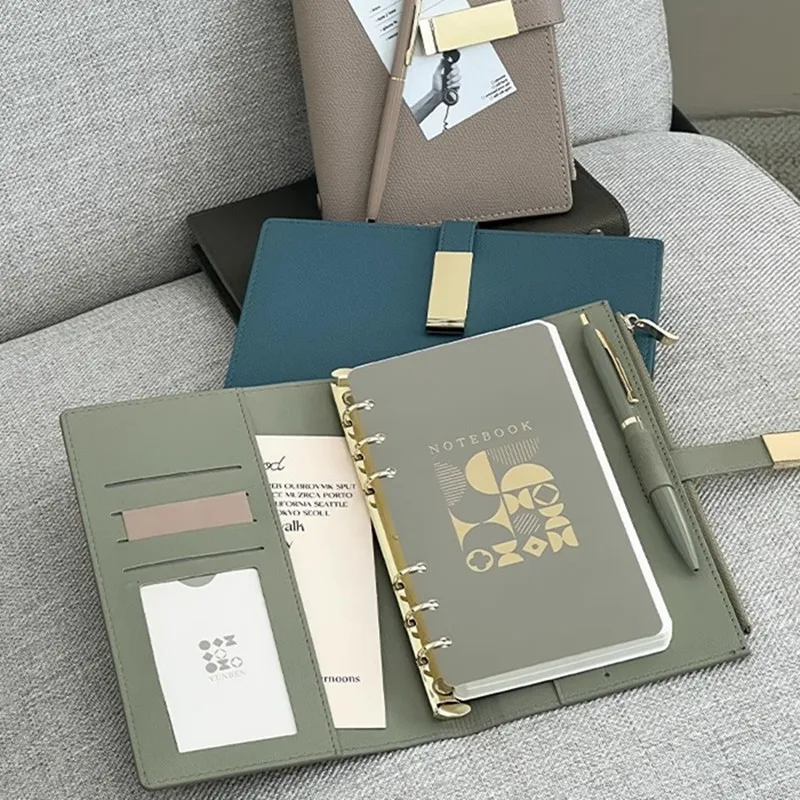 PU Leather Loose-Leaf Notebook, A6 Business Journal,