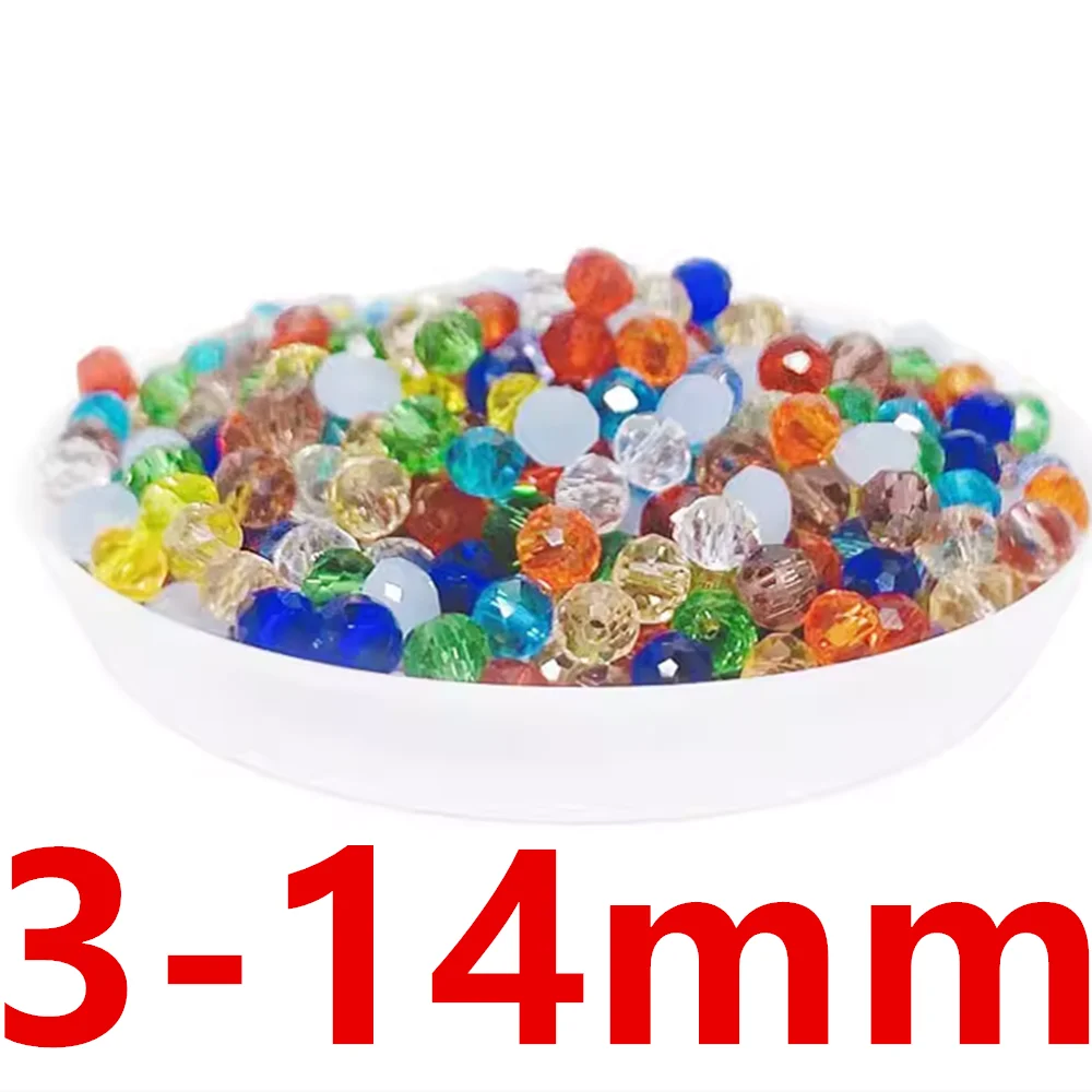 

3 4 6 8 10 12 14mm Spacer Bead Findings Diy Loose beads Jewelery Makings Glass Crystal Rondelle Faceted Bluk Craft