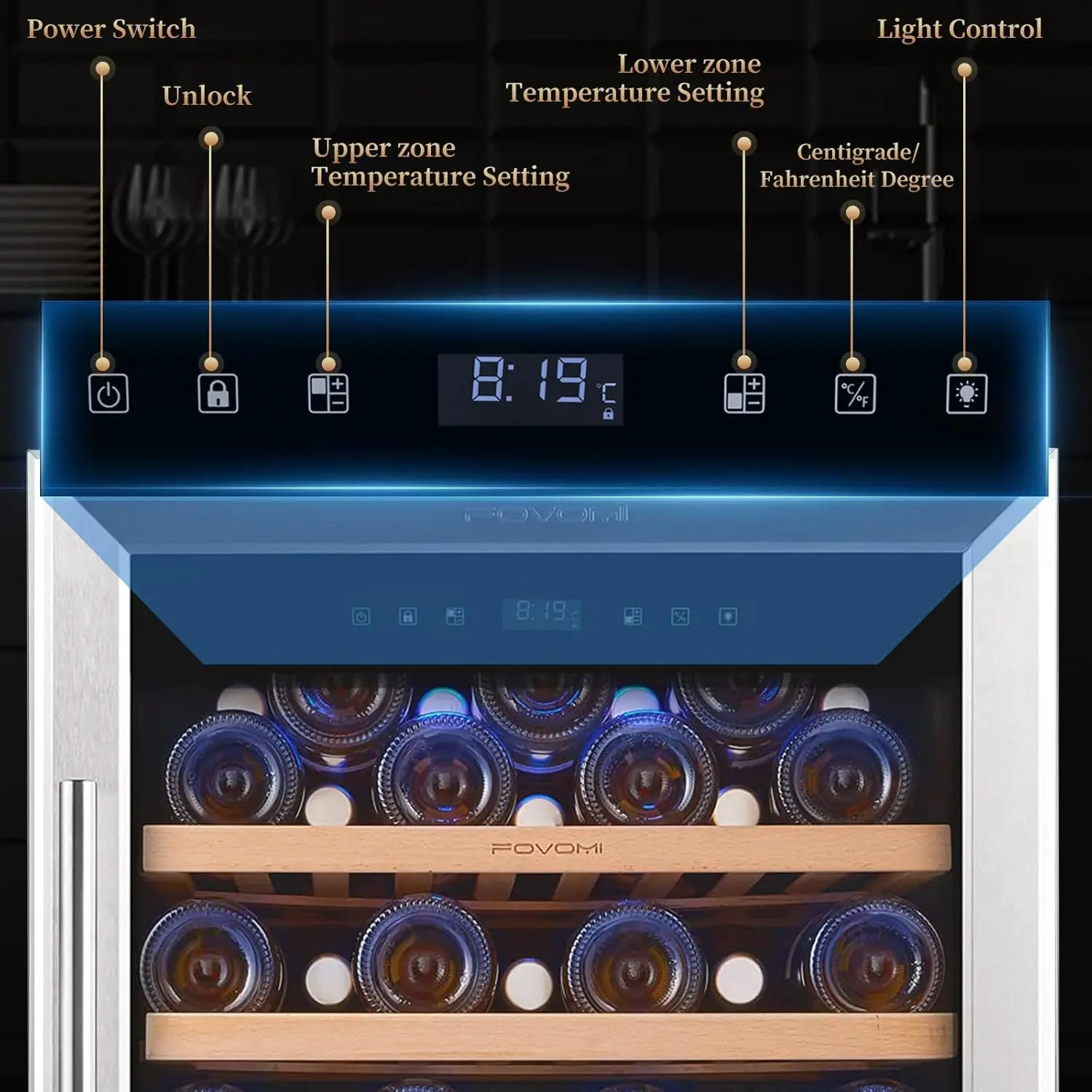 52-bottle Wine Fridge Freestanding Wine Cooler Refrigerator,(Bordeaux 750ml) Dual Zone Compressor 5