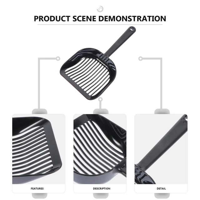 2Pcs Cat Litter Scooper Heavy Duty Plastic Handle Comfort Grip Shovel for Cats Sand Separation Washable Pet Litter Cleaning Tool 6