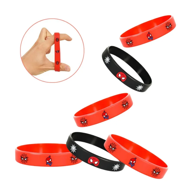 Anime Bracelet 10pcs Spiderman Bracelet Cartoon Printing Wristband Superhero Captain Silicone Bracelets for Adults Children Wrist Strap Gifts