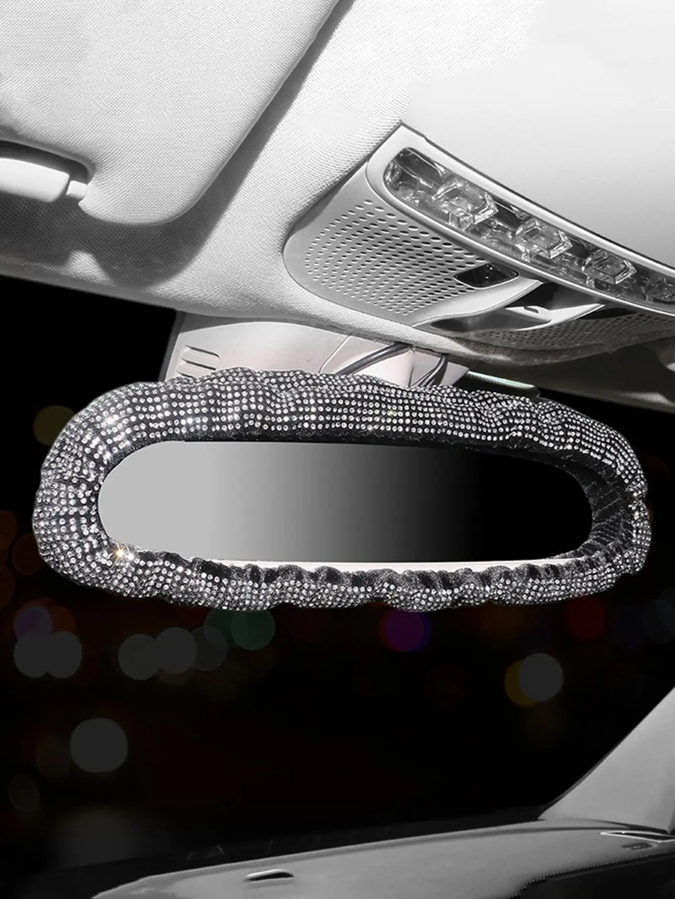 Rearview Mirror Cover 1pc Bling Rhinestone Car Rearview Mirror Cover Interior Rearview Mirror Protective Cover Interior Decoration Accessori