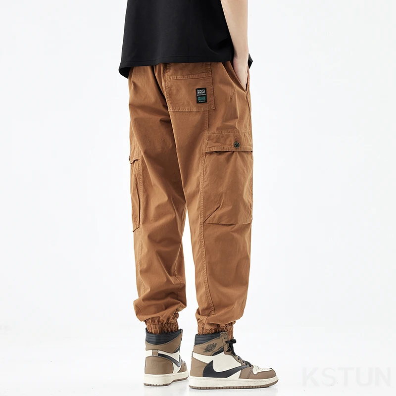 Men Cargo Pants Drawstring Elastic Waist Loose Jogger Casual Pant Harem Sweatpants